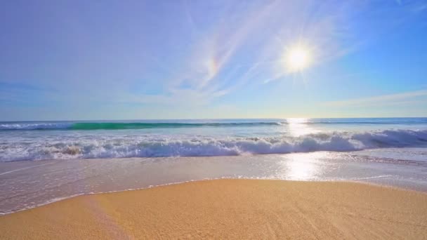 Lato Morze Tło Błękitnym Dniem Nieba Jasne Słońce Świecące Jasne — Wideo stockowe