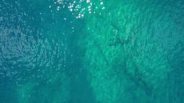 美丽的大海在夏天的镜头从无人驾驶飞机的空中观看 惊人的海浪背景俯瞰海面 — 图库视频影像