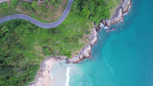 Aerial View Seashore Phuket Island Beautiful Sea Surface Amazing Waves — Wideo stockowe