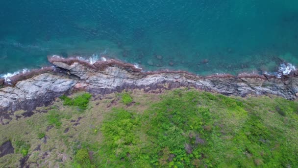 Aerial View Seashore Phuket Island Beautiful Sea Surface Amazing Waves — ストック動画
