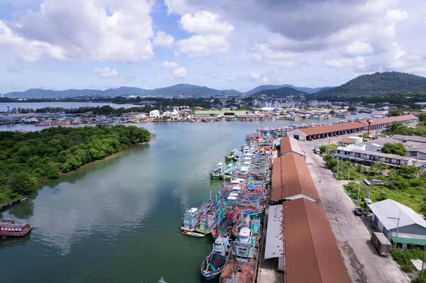 Vista Aérea Del Puerto Pesquero Phuket Puerto Pesquero Más Grande — Foto de Stock