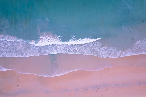 Top View Amazing Pastel Pink Sand Beach Turquoise Sea Copy — Fotografia de Stock