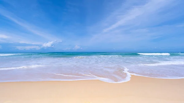 Summer Sea Season Greeting Background Tropical Sandy Beach Blue Ocean — Stock Photo, Image