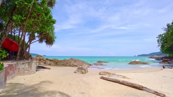 Piaszczysta Plaża Tropikalny Krajobraz Słoneczny Dzień Sezon Letni Wita Rajskie — Wideo stockowe