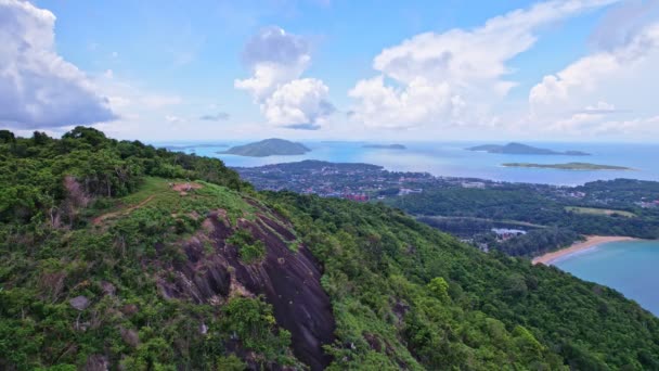 Luftaufnahme Von Phahindum Aussichtspunkt Erstaunliche Bergnatur Blick Phuket Thailand — Stockvideo