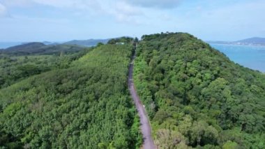 Aerial view of Khao Khad viewpoint Phuket Thailand. Amazing mountain nature landscape view in phuket island
