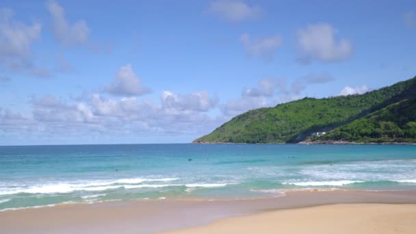 Sea Beach Beautiful Waves Foaming Splashing Beach Sand Ocean Sea — Wideo stockowe