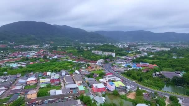 Luchtfoto Drone Video Hyperlapse Van Weg Kathu Stad Phuket Thailand — Stockvideo