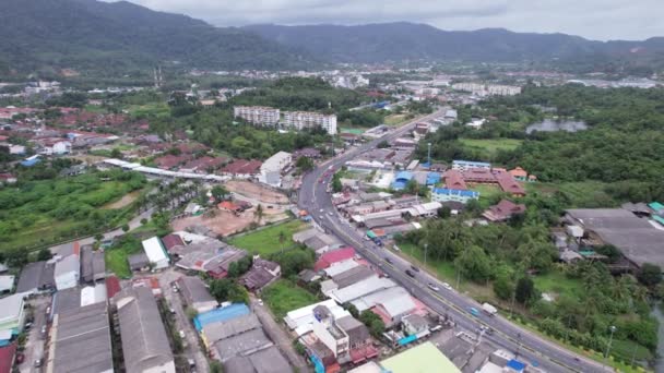 Luchtfoto Van Kathu District Phuket Thailand Van Drone Camera Hoge — Stockvideo