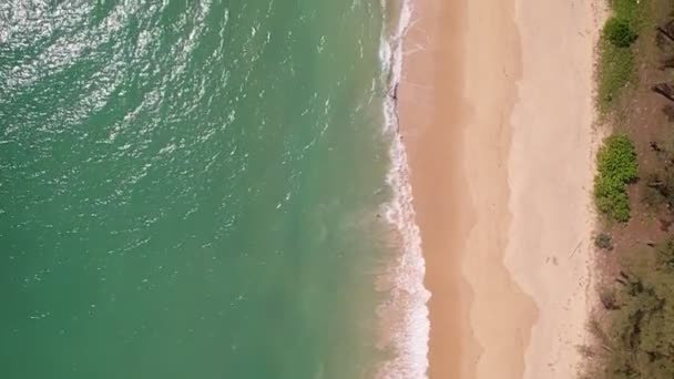 Top Uitzicht Tropisch Strand Geweldige Golven Zee Achtergrond — Stockvideo
