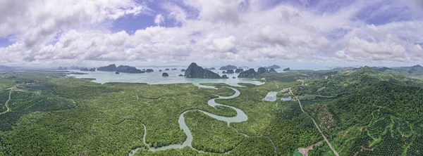 Aerial View Panorama Drone Shot Sametnangshe Landscape View Located Phang —  Fotos de Stock