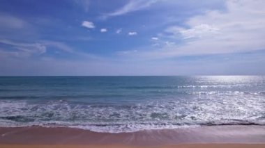 Beautiful sea summer landscape Waves sea water surface High quality video Bird's eye view. Drone fly over sea surface