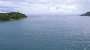 Beautiful sea summer landscape Waves sea water surface High quality video Bird's eye view. Drone fly over sea surface