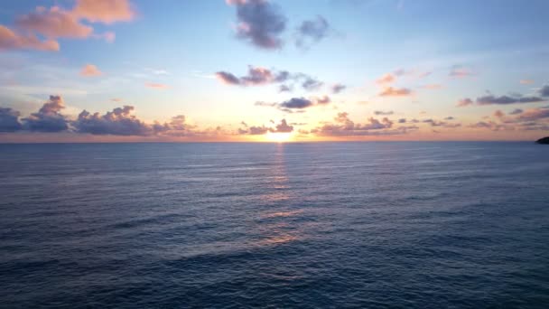 Sea Sunset Sunrise Beach Video Sun Touches Horizon Red Sky — Stockvideo