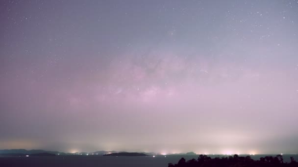 Time Lapse Milky Way Galaxy Stars Night Day Timelapse Seen — Stockvideo