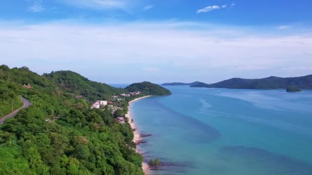 Aerial View Timelapse Hyperlapse Amazing Seascape Green Mountain Phuket Island — Video Stock