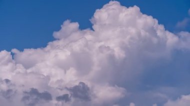 Summer Clouds background.Amazing sky white clouds over mountains.Cloudscape timelapse Amazing summer green sky Time Lapse. Nature sky good weather day nature environment background 4-K