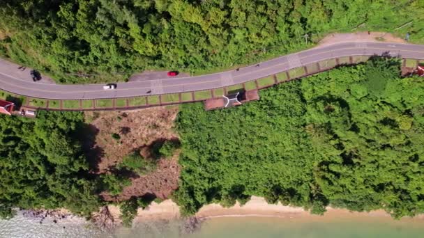 Aerial View Curve Road Seashore Phuket Thailand Beautiful Seacoast Open — Stock Video