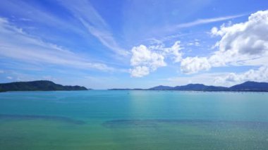 Beautiful sea background summer landscape, Waves sea water surface High quality video Bird's eye view, Drone fly over sea surface high angle view, Top down