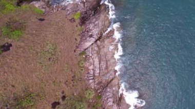 Beautiful sea summer landscape. Seashore water surface High quality video Bird's eye view