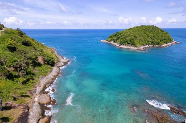 Amazing top view seashore Aerial view of Tropical sea in the beautiful Phuket island Thailand