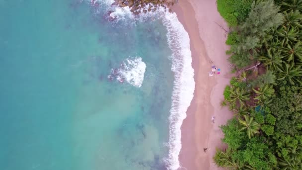 Top View Tropical Beach Amazing Waves Sea Background Crashing Waves — 비디오