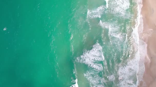 Top View Tropical Beach Amazing Waves Sea Background Crashing Waves — Stockvideo