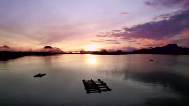 Aerial View Sky Beautiful View Colorful Sunset Sunrise Sea Surface — Vídeo de Stock