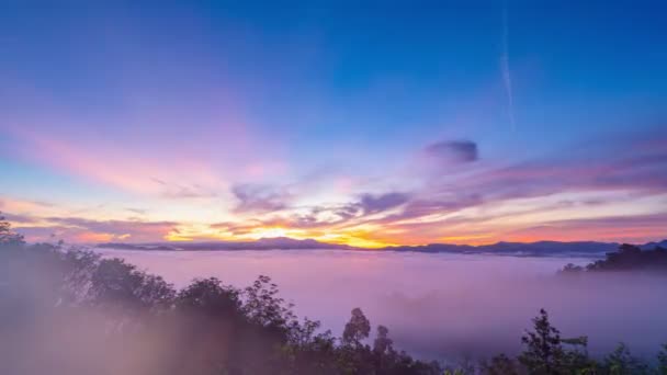 Timelapse Sun Rising Endless Sea Fog Horizon Amazing Nature Landscape — Stok video
