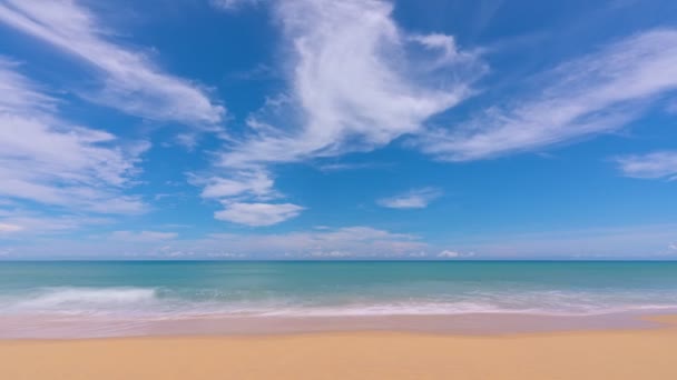 Timelapse Nature Landscape Beach Sea Clouds Moving Blue Sky Good — стокове відео