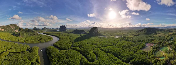 Aerial View Panorama Drone Shot Nature Landscape Mountain View Located —  Fotos de Stock