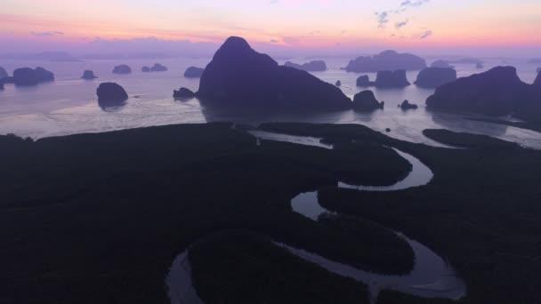 Aerial View Drone Shot Beautiful Sunrise Sky Morning Sunrise Sea — Wideo stockowe