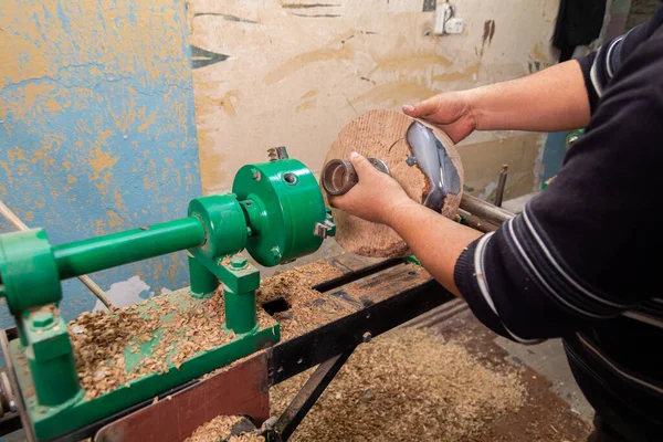Máquina Preparación Carpintero Para Girar Madera Torno —  Fotos de Stock