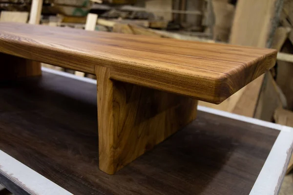 Newly Made Brown Wooden Table Workshop Handmade Wooden Product — ストック写真