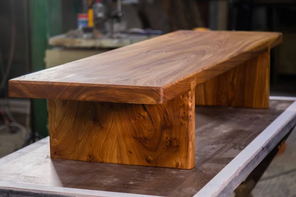 Mesa Madera Marrón Recién Hecha Taller Producto Madera Hecho Mano — Foto de Stock