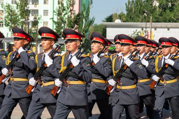 Bishkek Kyrgyzstan May 2022 Kyrgyzstan Army Forces Marching Military Parade — Stock fotografie