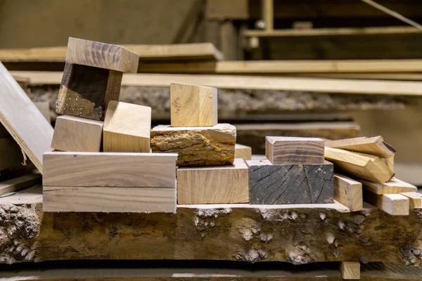 Wood Blanks Stacked Top Each Other Workshop — Zdjęcie stockowe