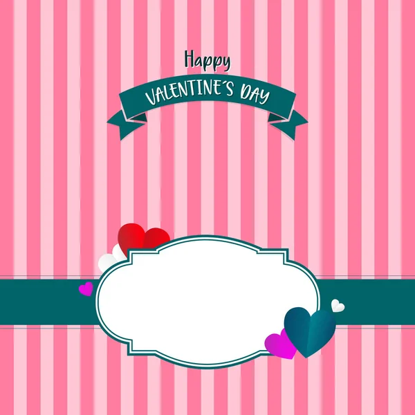 Feliz Día San Valentín Plantilla Tarjeta Invitación Vintage Con Patrón — Vector de stock