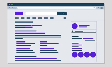 Search result with profile website landing page design, flat user interface concept design.