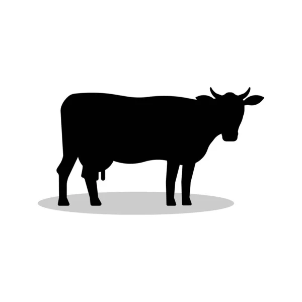 Black Cow Silhouette Isolated White Background Illustration — Wektor stockowy