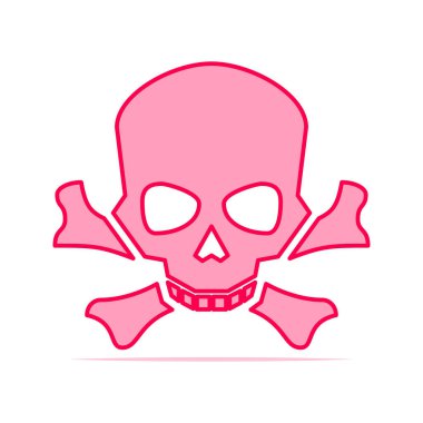 Beyaz arkaplanda izole edilmiş renkli kafatası ve çapraz kemikler