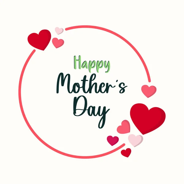Simple Happy Mother Day Red Heart Background — Image vectorielle