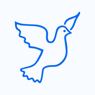 Mavi Güvercin Kuş ana hatları düz simge çizimi