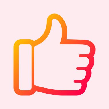 Başparmak yukarı düz dış hat simge vektör illüstrasyonu