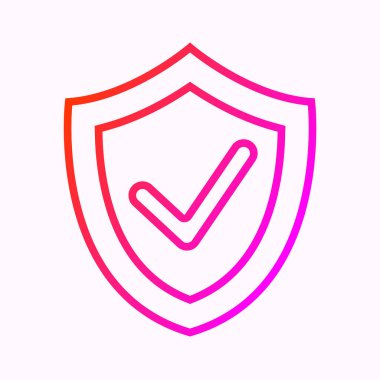 Security shield with checkmark outline flat icon	 