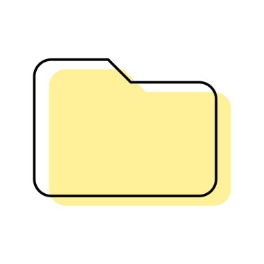 Yellow outline file folder two color flat icon
