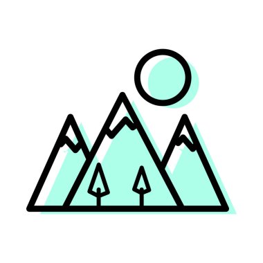 Mountain landscape hill outline flat icon illustration