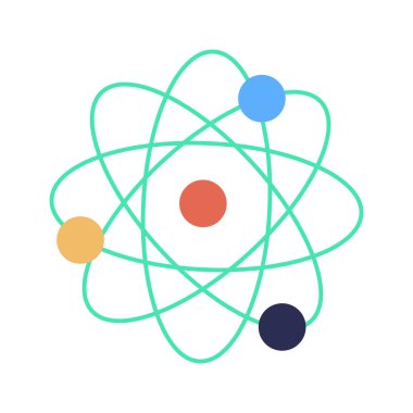 Colorful hand-drawn nuclear atomic science vector illustration