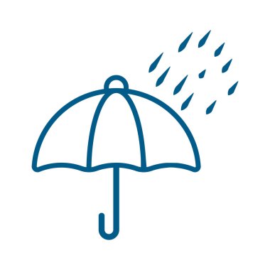 Rain with umbrella outline silhouette vector illustration