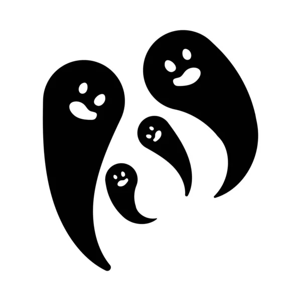 Silhouette cute ghost laughs vector illustration